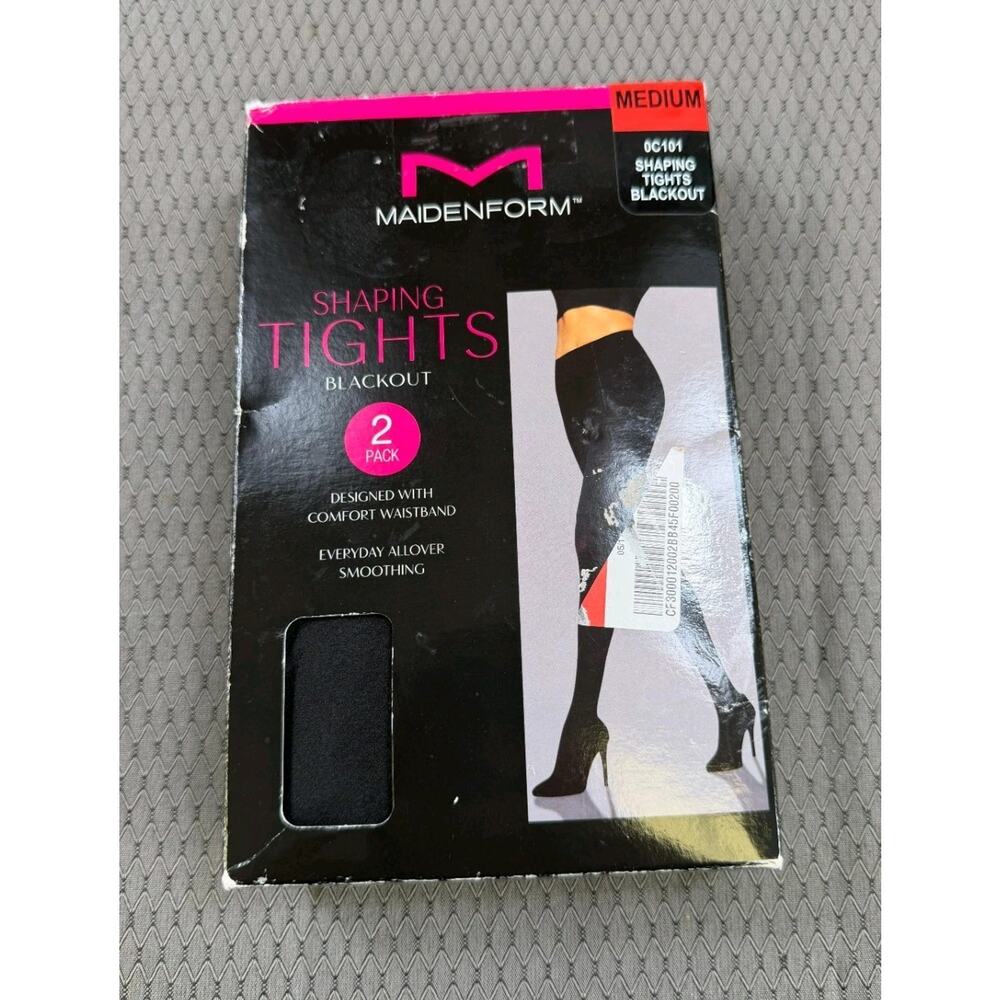 Lot of 2 New Maidenform Black Shaping Tights Blackout Size Medium